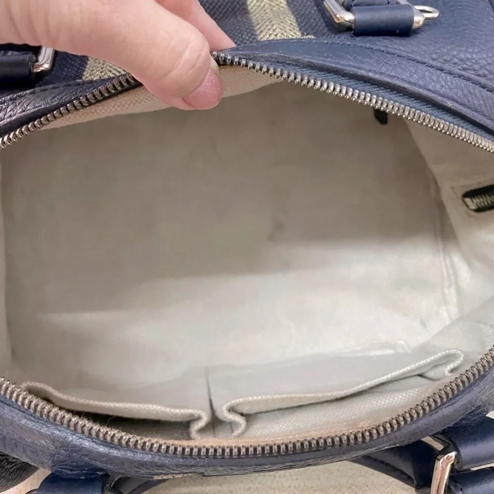 GUCCI Web Boston Striped Bag Leather - Picture 8 of 13